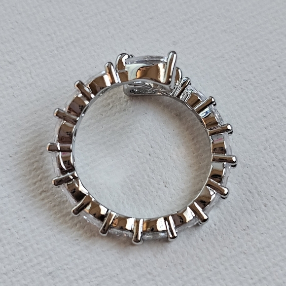 Water drop cz open silver plated fashion statement ring 7 - Picture 8 of 8